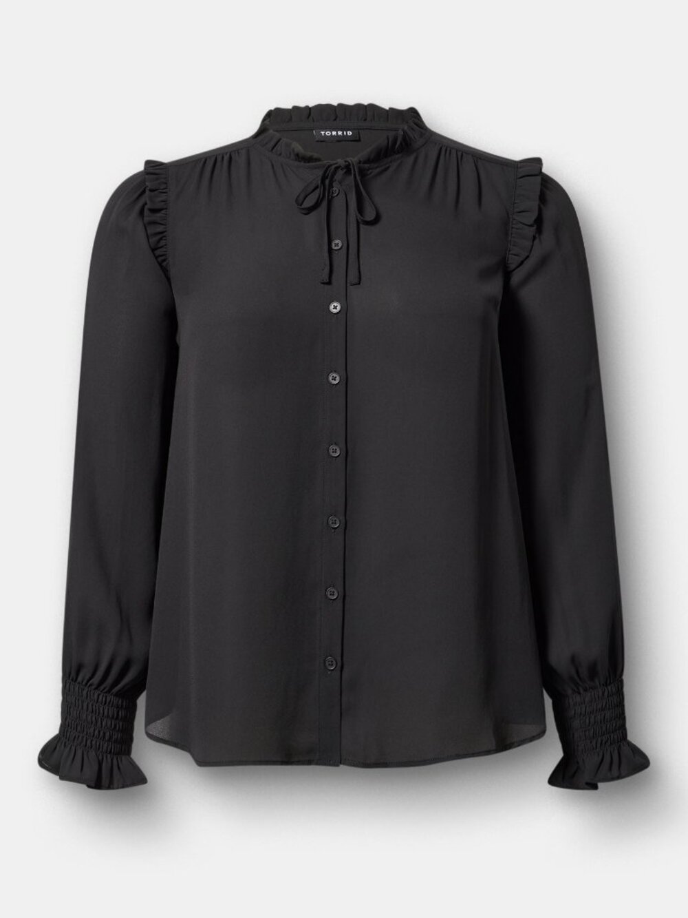 Torrid Black Georgette Ruffle Blouse Plus Size 2X NWT Romantic Feminine Boho